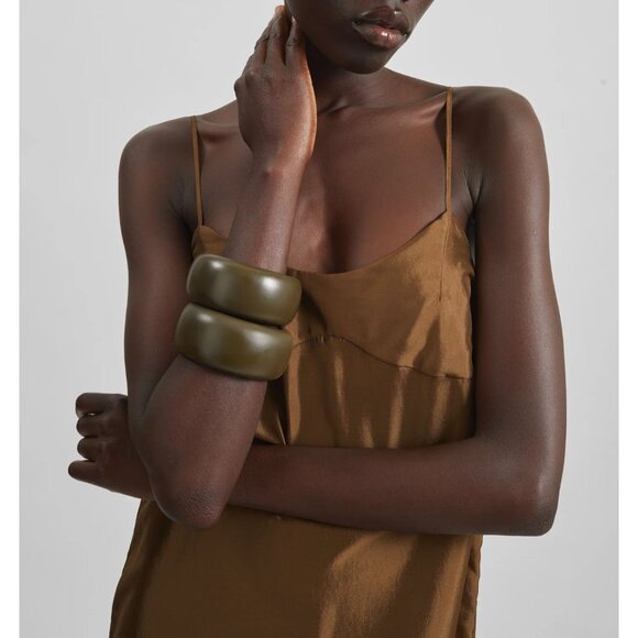 THE FRANKIE SHOP Matte Bangle Moss Green $133 EUC - Picture 6 of 7